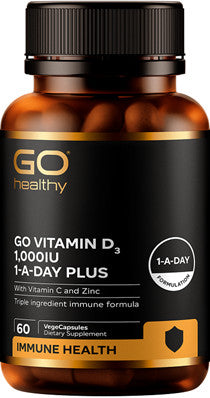 Go Healthy GO Vitamin D 1,000iu 1-A-Day Plus Vitamin C & Zinc Vege Capsules 60