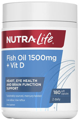 Nutra-Life Fish Oil 1500mg Plus Vitamin D Capsules 180 - New Zealand Only