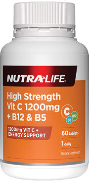 Nutra-Life High Strength Vit C 1200mg + B12 & B5 Tablets 60