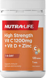 Nutra-Life High Strength Vit C 1200MG + Vit D + Zinc Tablets 120