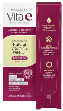 Plunkett's Vita E Pure Vitamin E Super Concentrate Oil Enriched with Rosehip Oil 25ml