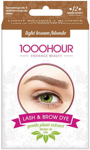 1000 Hour Eyelash and Brow Dye Kit Gentle Plant Extract Light Brown Blonde - 12 Applications
