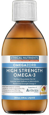 Ethical Nutrients Hi-Strength Liquid Fish Oil Fruit Punch 280ml - New Zealand Only