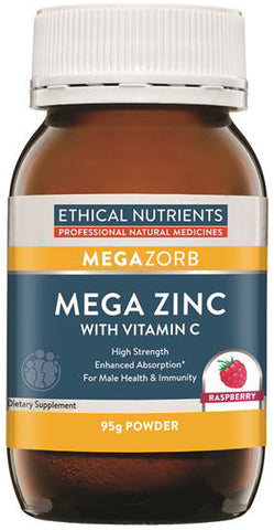 Ethical Nutrients Mega Zinc with Vitamin C Powder (Raspberry) 95g