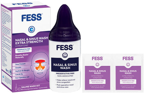 FESS Sinu-Cleanse Nasal & Sinus Wash Extra Strength Hypertonic Starter ...