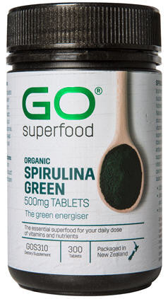 GO Spirulina Green Organic 500mg Tablets 300