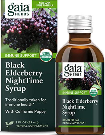 Gaia Herbs Black Elderberry NightTime Syrup 89ml - New Zealand Only