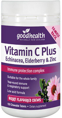 Good Health Vitamin C Plus Echinacea, Elderberry and Zinc Tablets 150 - New Zealand Only
