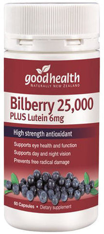 Good Health Bilberry 25,000 Plus Lutein 6mg Capsules 60