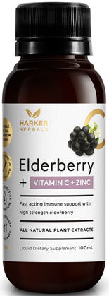 Harker Herbals Elderberry + Vitamin C + Zinc Liquid 100ml