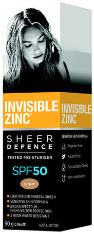 Invisible Zinc Sheer Defence Tinted Moisturiser Light SPF50