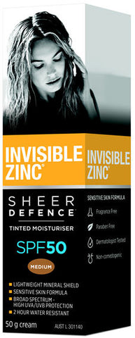 Invisible Zinc Sheer Defence Tinted Moisturiser Medium SPF50