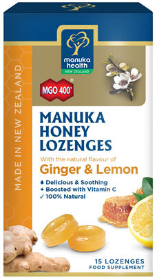 Manuka Health Manuka Honey Ginger & Lemon Lozenges 15