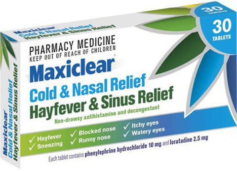 Maxiclear Hayfever and Sinus Relief Tablets 30