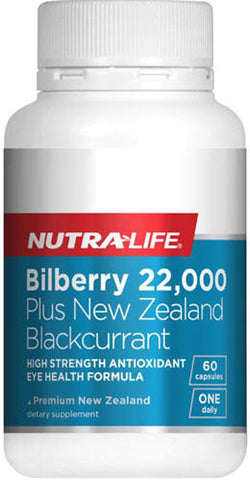 Nutra-Life Bilberry 22,000 Plus NZ Blackcurrant Capsules 60