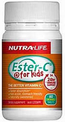 Nutra-Life Ester C For Kids 100mg Chewable Tablets 60