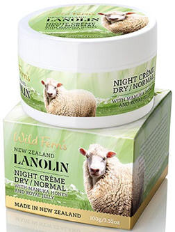 Wild Ferns Lanolin Night Creme with Manuka Honey and Royal Jelly Dry to Normal 100g