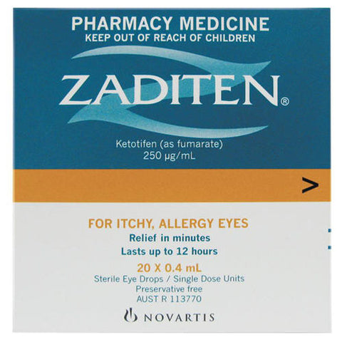 Zaditen Eye Drops Single Dose Units 20