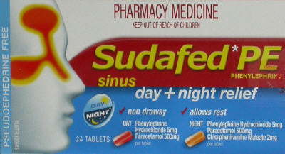Sudafed PE Sinus Day and Night Relief Tablets 24